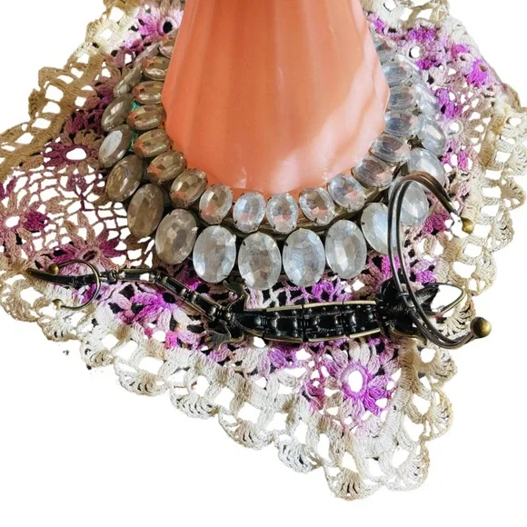 Articulating Bracelet Ring Aurora Borealis Crystals MCM Brass RARE Designer Vtg - Picture 12 of 16